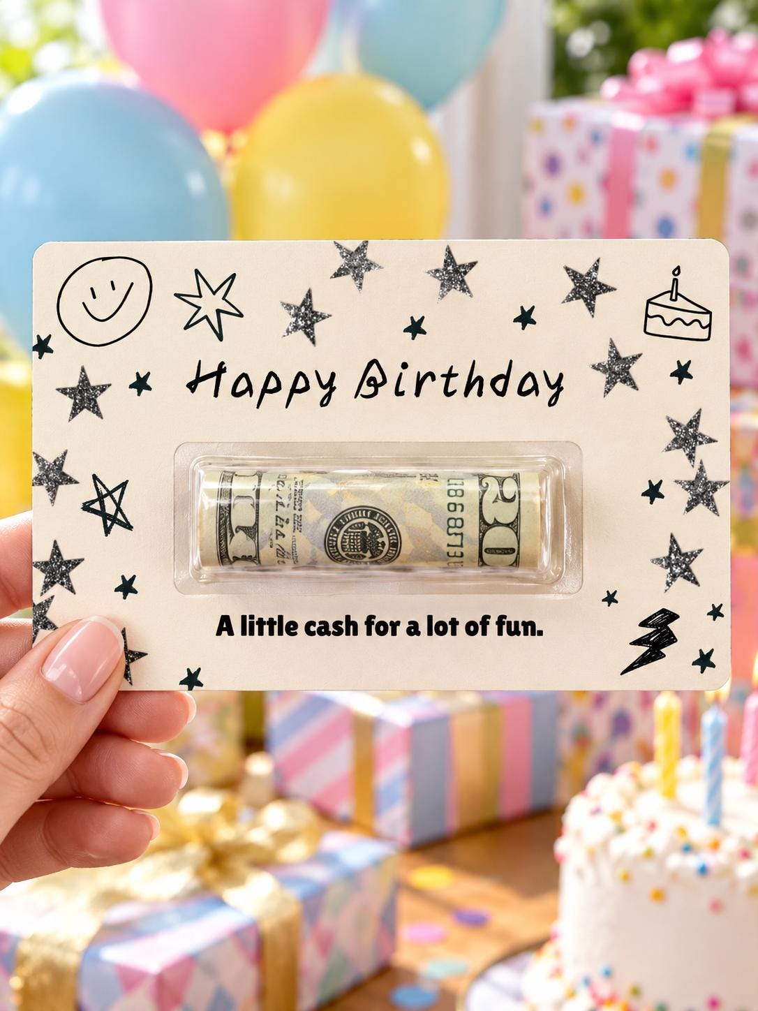 Birthday Money Holder Card with Clear Cash Dome, Funny Happy Birthday Card, Cash Gift for Teens and Adults, Choose Your Color and Phrase