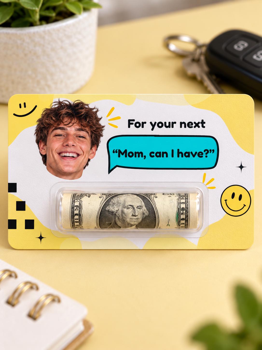 Personalized Photo Money Holder, Funny Birthday Cash Gift Card for Teens, Custom Face Money Gift, Teen Boy or Girl Gift, Rolled Cash Holder