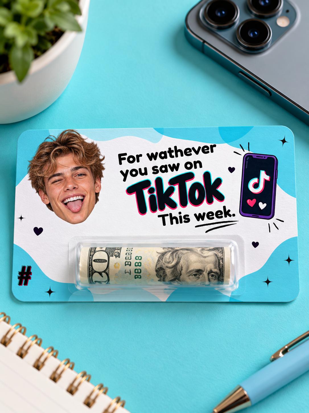Personalized Photo Money Holder, Funny Birthday Cash Gift Card for Teens, Custom Face Money Gift, Teen Boy or Girl Gift, Rolled Cash Holder