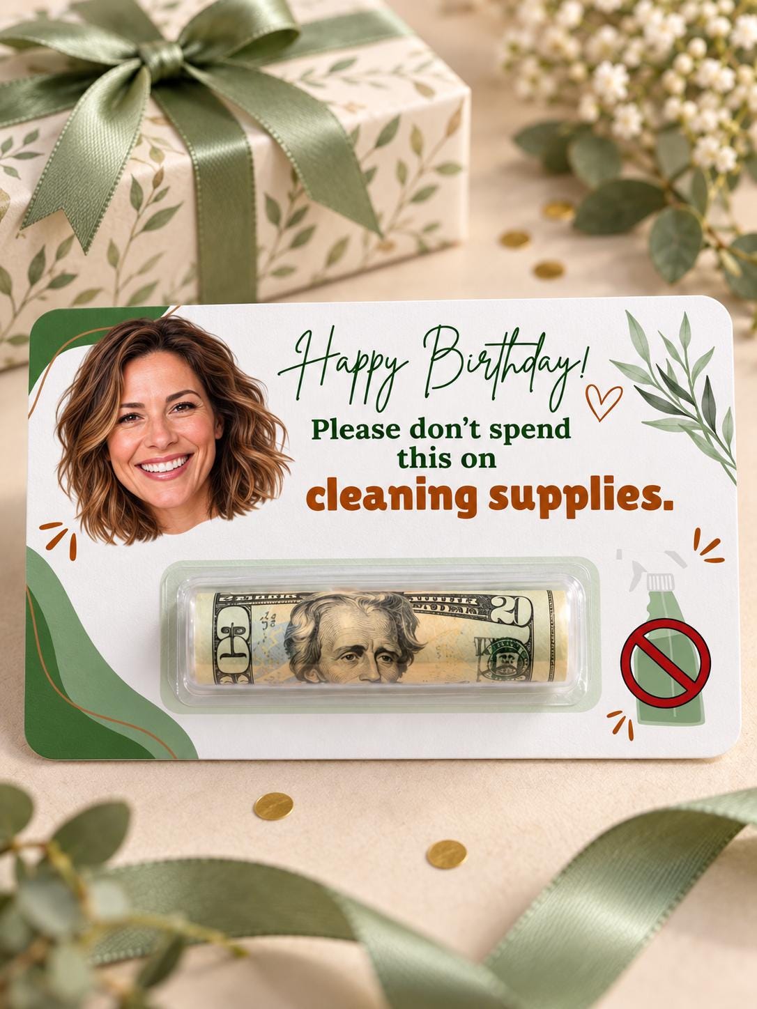 Personalized Birthday Money Holder with Photo, Funny Cash Gift Card for Adults, Custom Face Birthday Gift for Mom, Dad, Friends, Him or Her