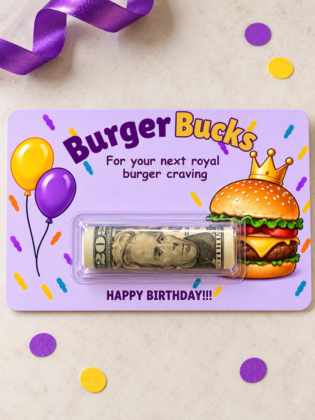 Funny Birthday Money Holder Card Set, Cash Gift Cards with Clear Plastic Domes, 11 Designs, 3x5 Inch, Coffee, Food & Shopping Birthday Gifts