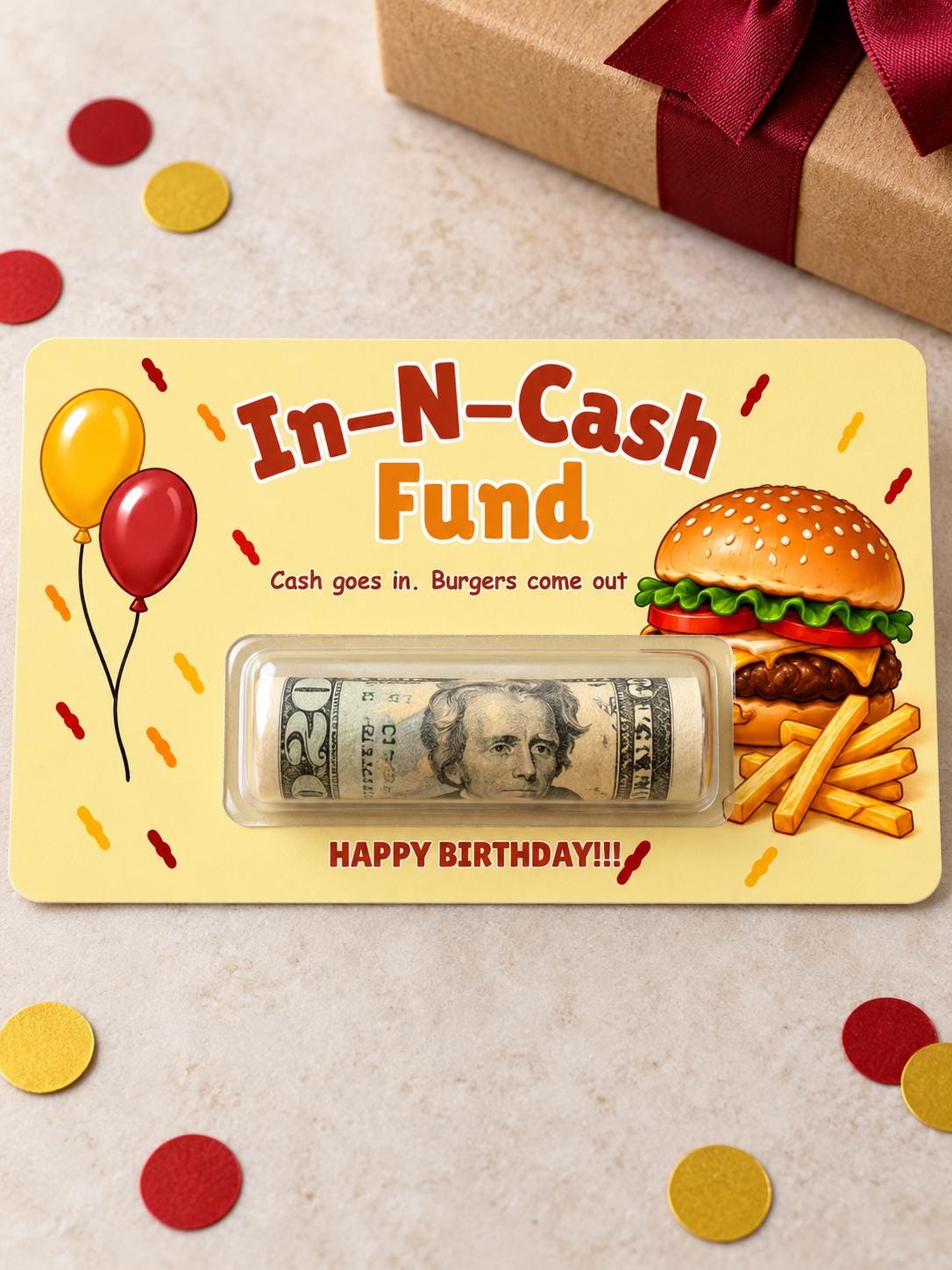 Funny Birthday Money Holder Card Set, Cash Gift Cards with Clear Plastic Domes, 11 Designs, 3x5 Inch, Coffee, Food & Shopping Birthday Gifts