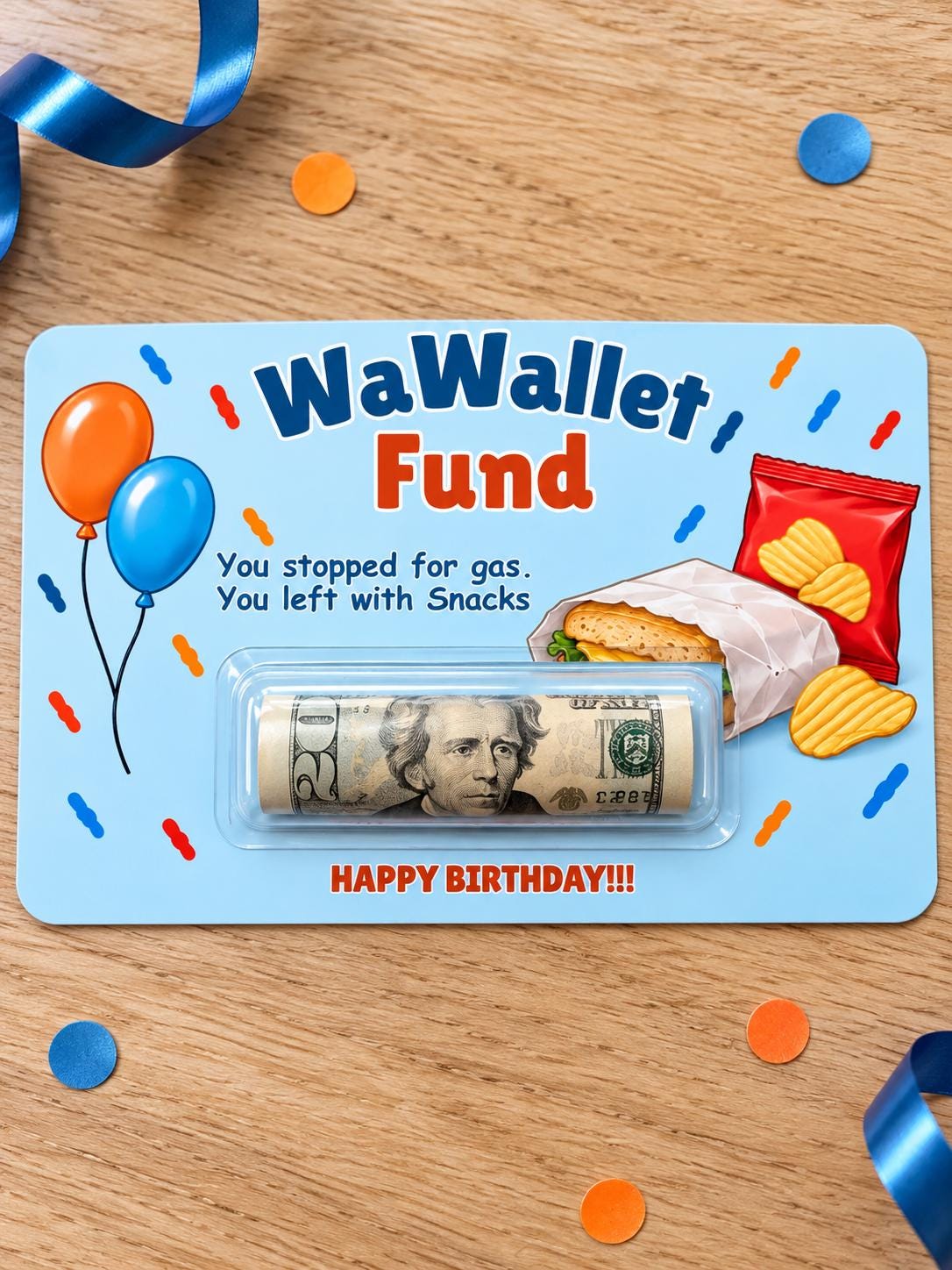 Funny Birthday Money Holder Card Set, Cash Gift Cards with Clear Plastic Domes, 11 Designs, 3x5 Inch, Coffee, Food & Shopping Birthday Gifts