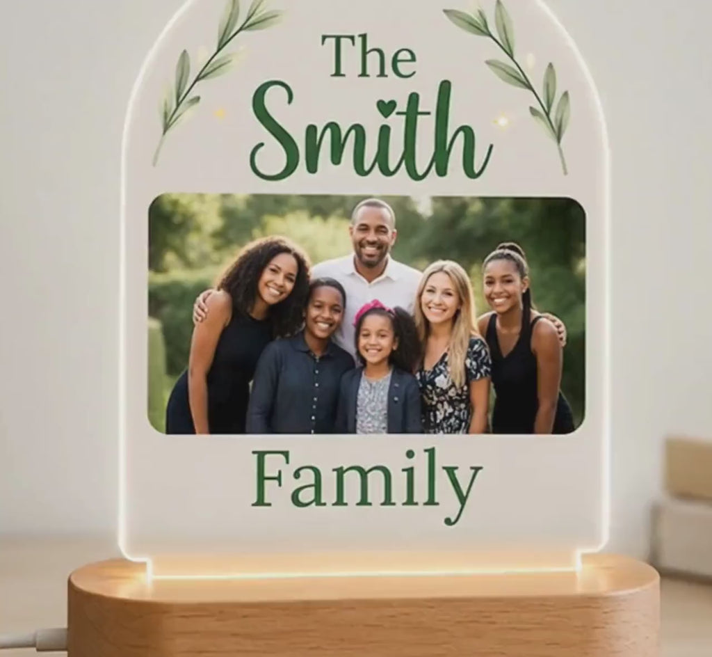 Personalized Family Name Night Light, Custom Family Photo Lamp, Acrylic LED Sign, Family Gift, Housewarming Gift, Custom Last Name Decor