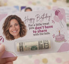Personalized Birthday Money Holder with Photo, Funny Cash Gift Card for Adults, Custom Face Birthday Gift for Mom, Dad, Friends, Him or Her