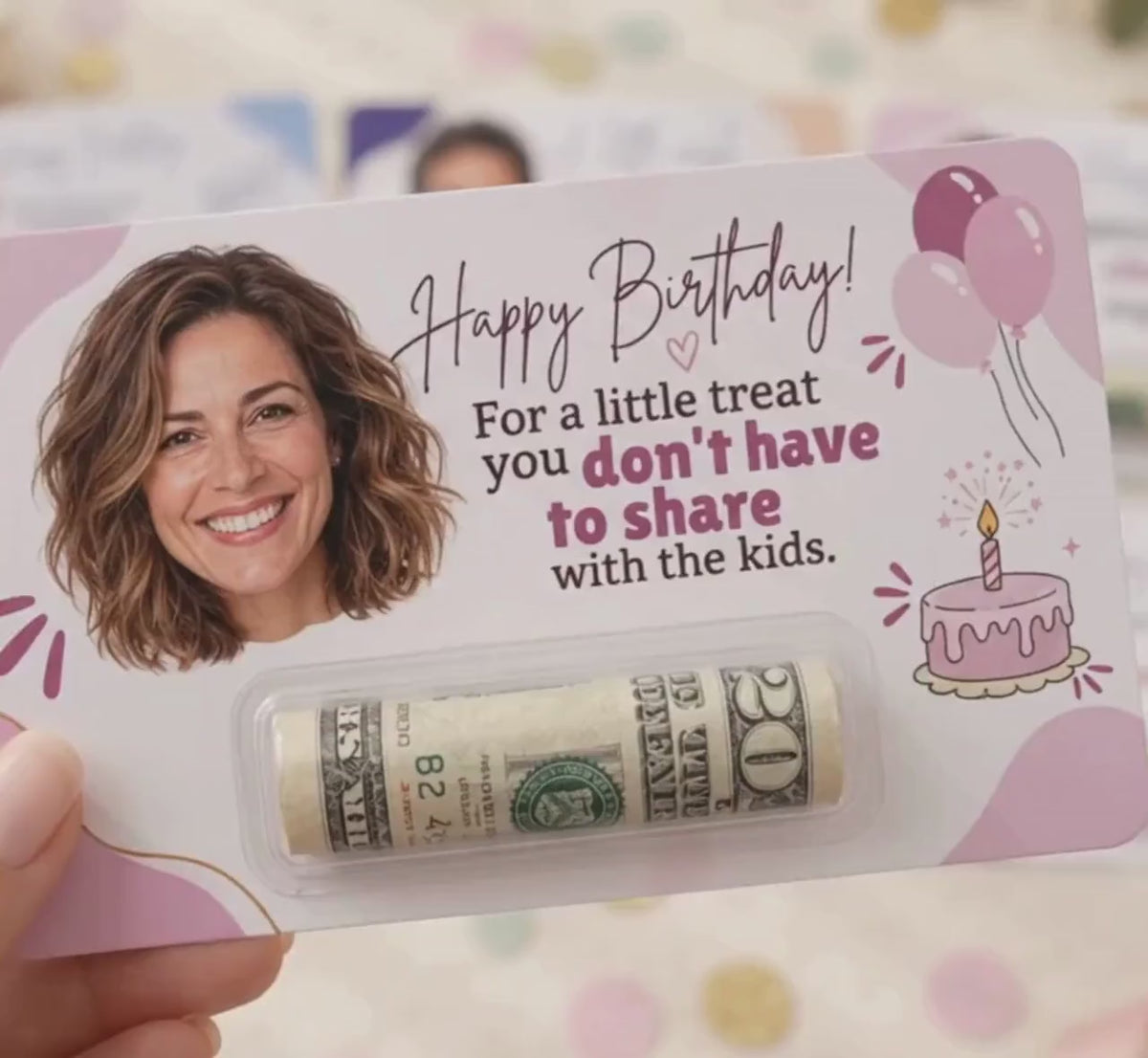 Personalized Birthday Money Holder with Photo, Funny Cash Gift Card for Adults, Custom Face Birthday Gift for Mom, Dad, Friends, Him or Her