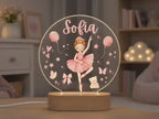 Personalized Ballerina Night Light, Custom Ballet Nursery Lamp, Baby Girl Name LED Light, Pink Bedroom Decor, Ballet Dancer Gift