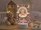Personalized Teddy Bear Night Light, Custom Name Nursery Lamp, Baby Girl Room Decor, Rainbow Bear LED Lamp, Baby Shower Gift