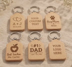 Personalized Wooden Keychain, Custom Laser Engraved Keychain, Wood House Keychain, Custom Logo Keychain, Personalized Gift, Bulk Keychains