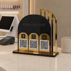 Custom Acrylic QR Code Sign | Gold Mirror Payment Display | Business Stand