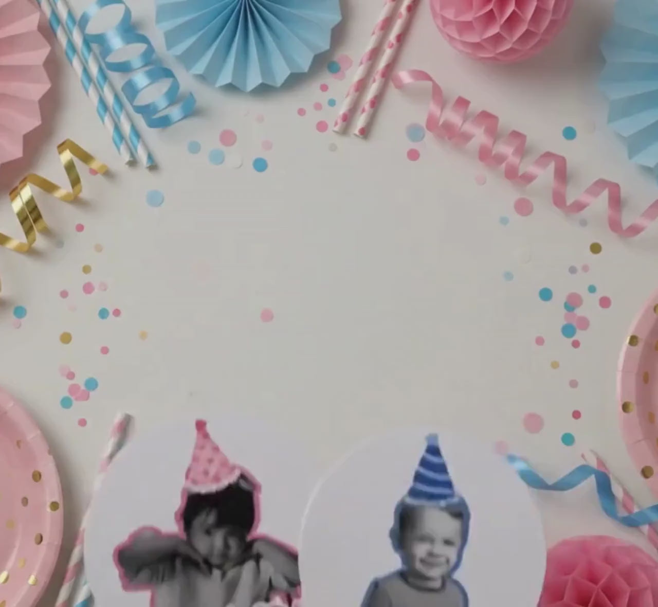 Personalized Birthday Photo Stickers, Custom Black and White Photo Stickers, Name & Age Birthday Stickers, Custom Party Favor Stickers