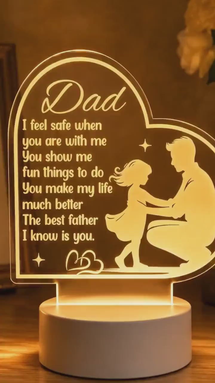 Custom Daddy Acrylic Night Light: A Father’s Love Lasts Forever