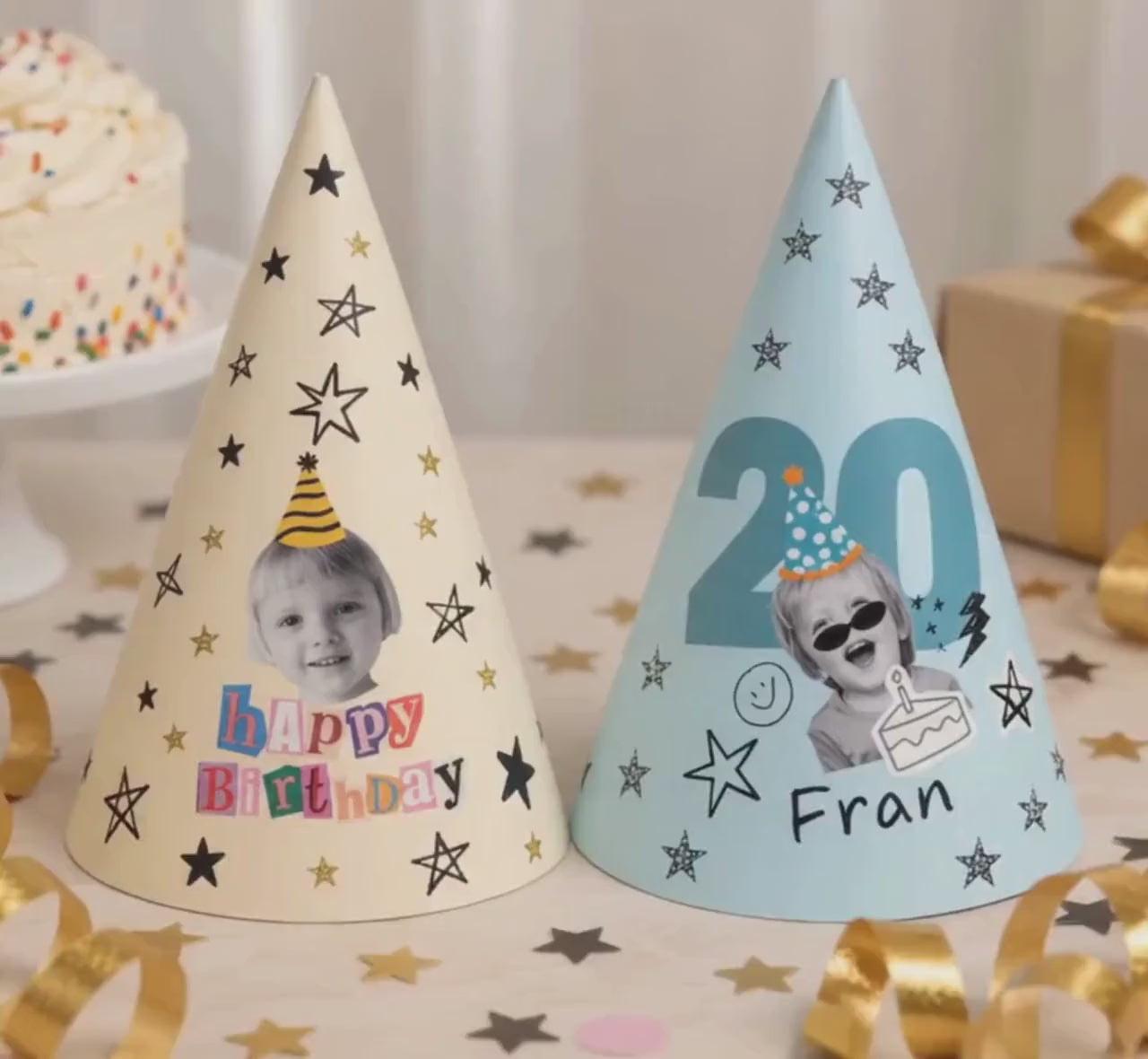 Personalized Photo Birthday Party Hats, Custom Face Party Hat, Age and Name Birthday Hat, Kids & Adult Party Hats, Custom Birthday Decor