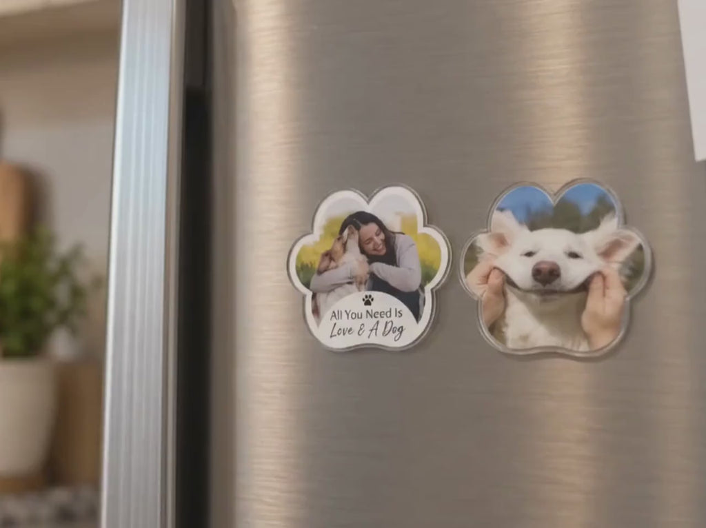 Custom Pet Photo Magnet, Personalized Dog Magnet, Paw Shaped Fridge Magnet, Custom Pet Picture Gift, Dog Mom Gift, Pet Memorial Gift