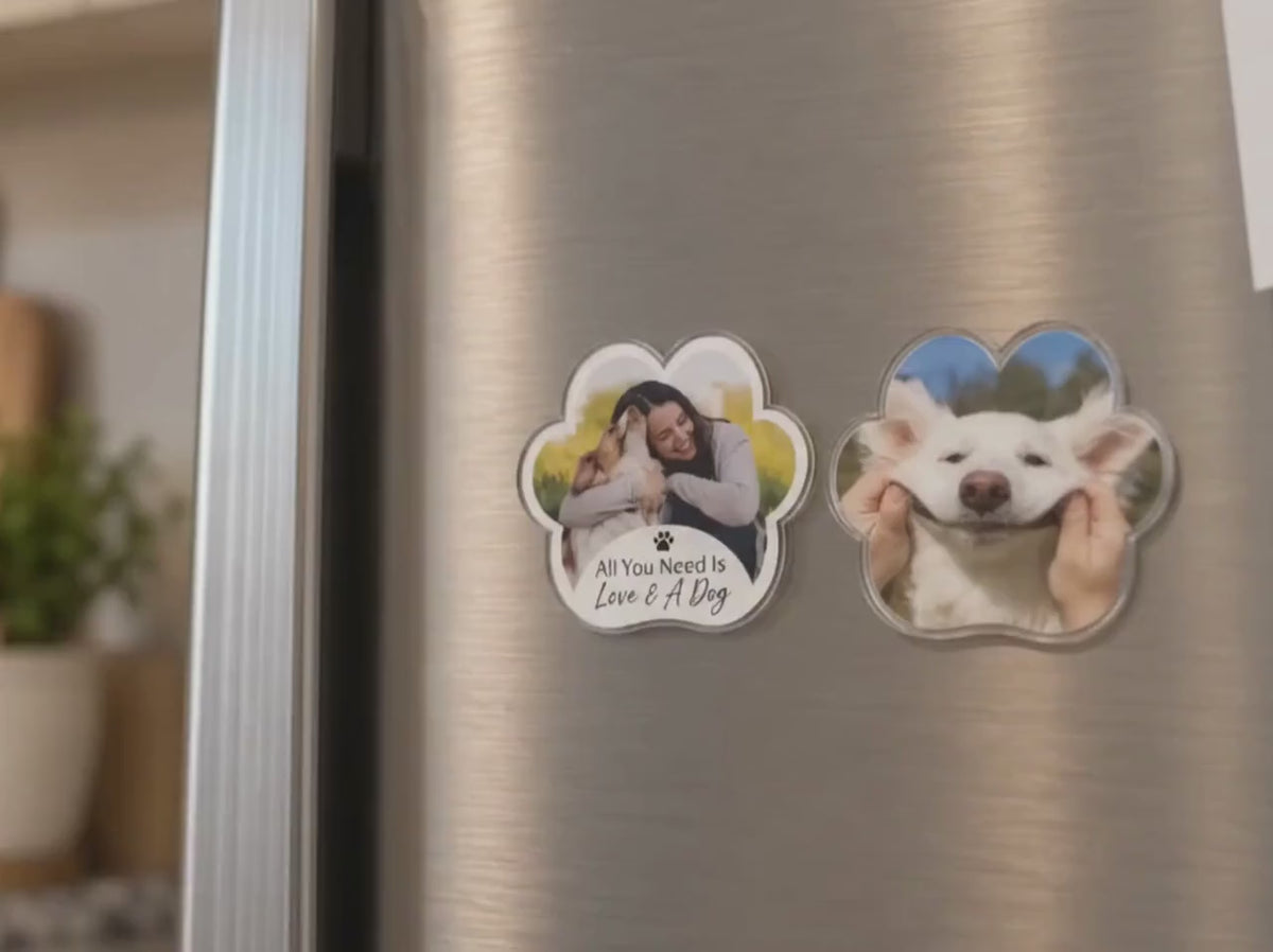 Custom Pet Photo Magnet, Personalized Dog Magnet, Paw Shaped Fridge Magnet, Custom Pet Picture Gift, Dog Mom Gift, Pet Memorial Gift