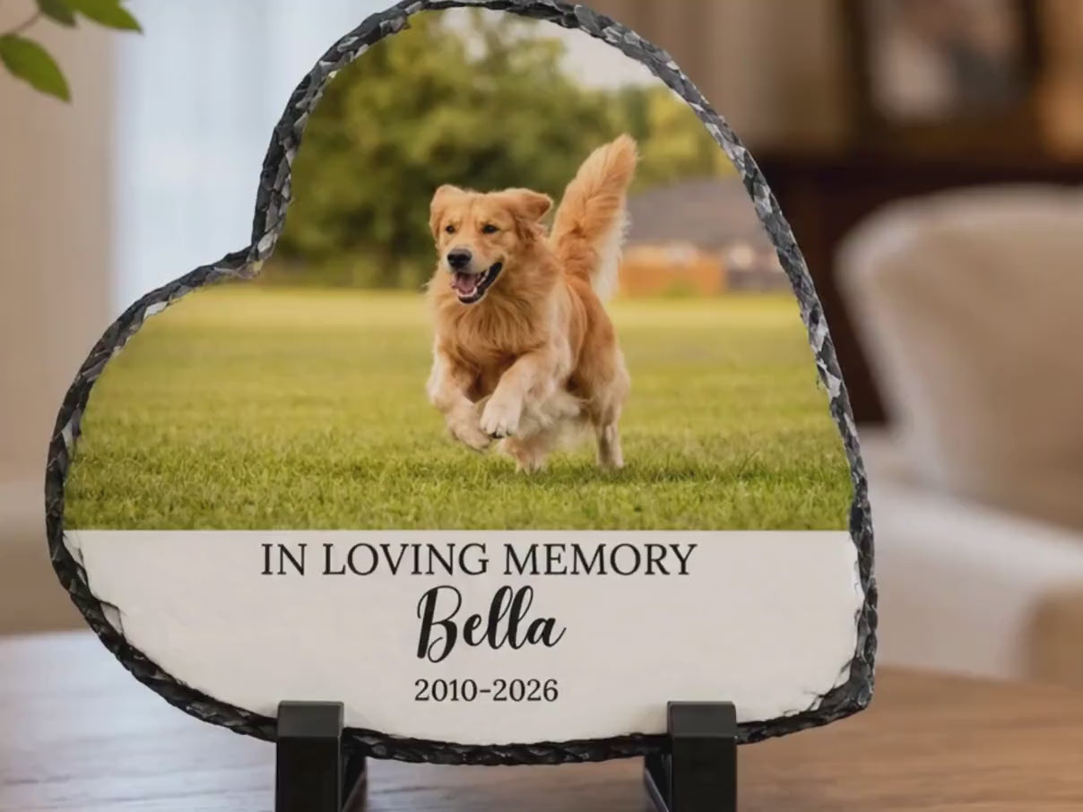 Dog Memorial Stone with Photo, Personalized Heart Pet Memorial Plaque, Custom Dog Remembrance Gift, Loss of Dog Sympathy Gift, Custom Gift