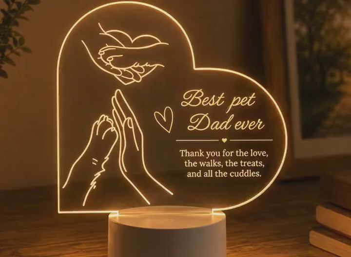 Best Pet Dad Ever LED Lamp, Dog Dad Gift, Gifts for him, Pet Lover Acrylic Lamp, Father’s Day Gift for Pet Owner