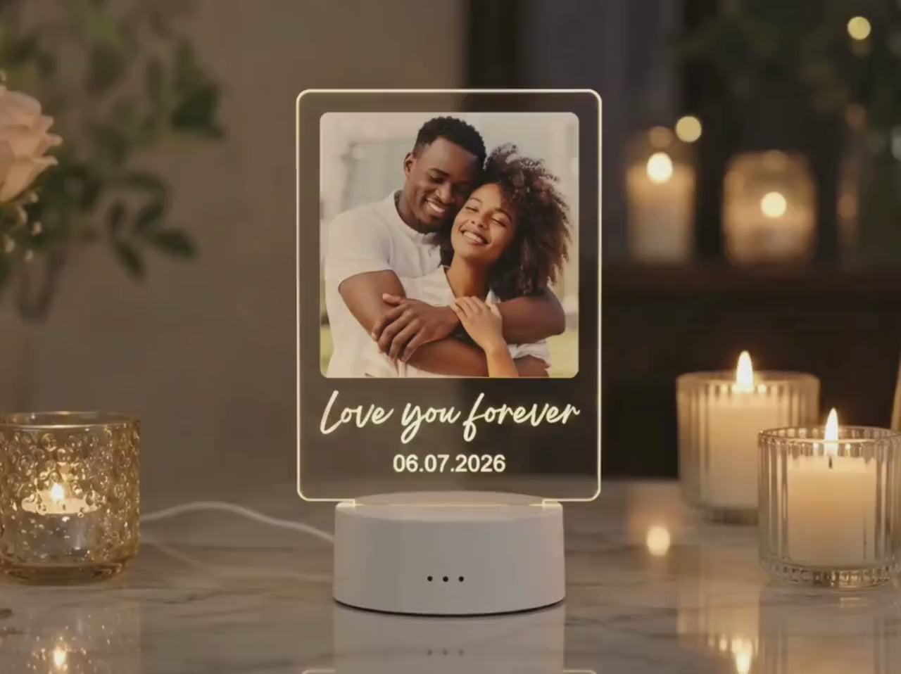 Personalized Photo LED Lamp, Custom Couple Picture Lamp, Anniversary Gift for Him Her, Romantic Night Light, Wedding Gift, Valentine Gift
