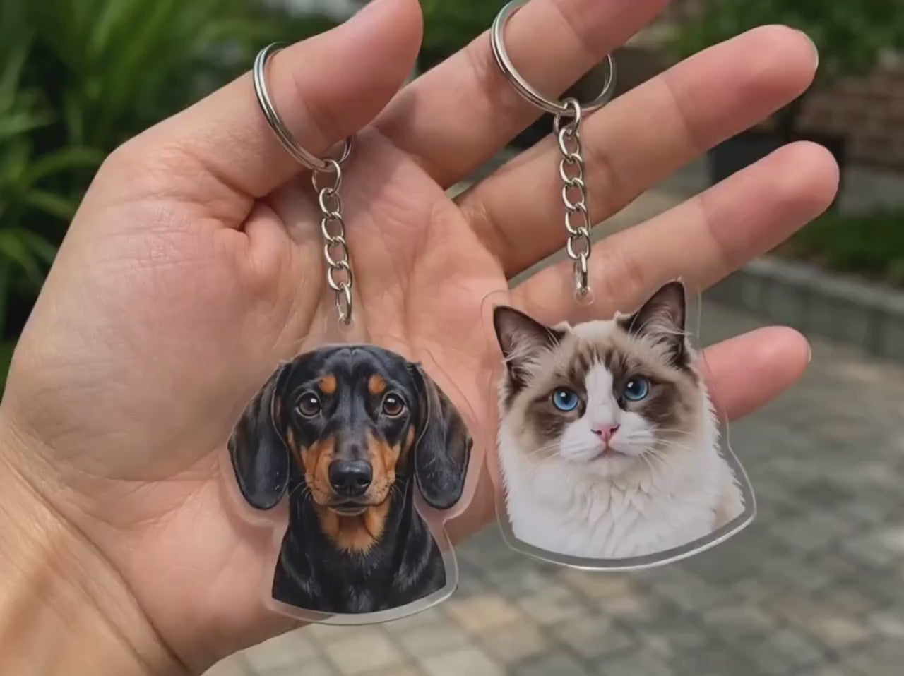 Custom Pet Photo Acrylic Keychain, Personalized Dog Cat Keychain, Pet Portrait Keyring, Gift for her, him, Party Favors,  Custom Keychain