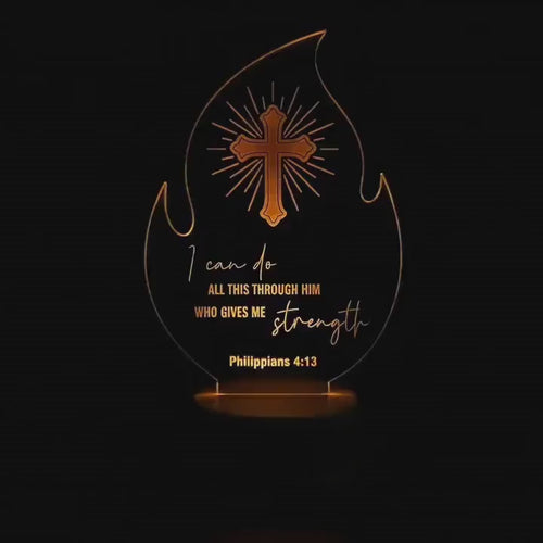 Custom Bible Verse LED Light | Christian Baptism Confirmation Gift Engraved Scripture Night Light