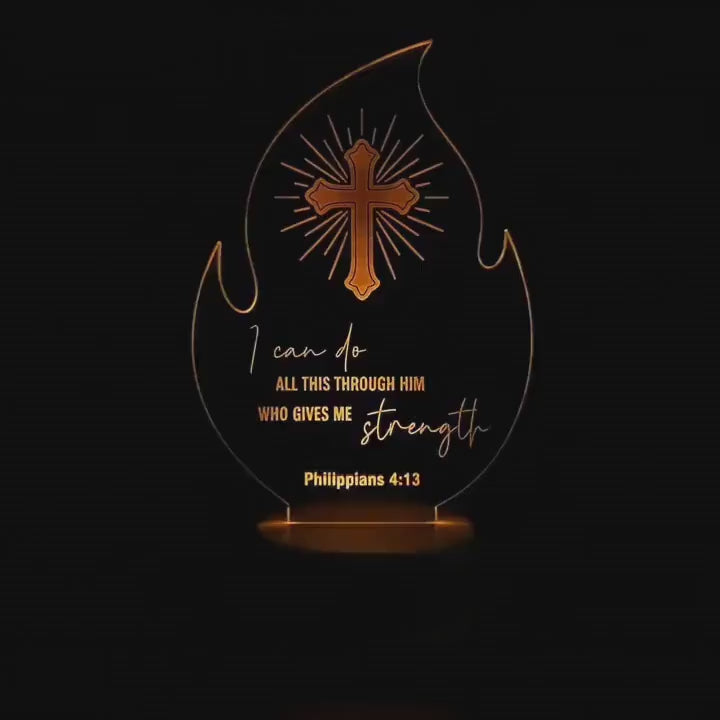 Custom Bible Verse LED Light | Christian Baptism Confirmation Gift Engraved Scripture Night Light