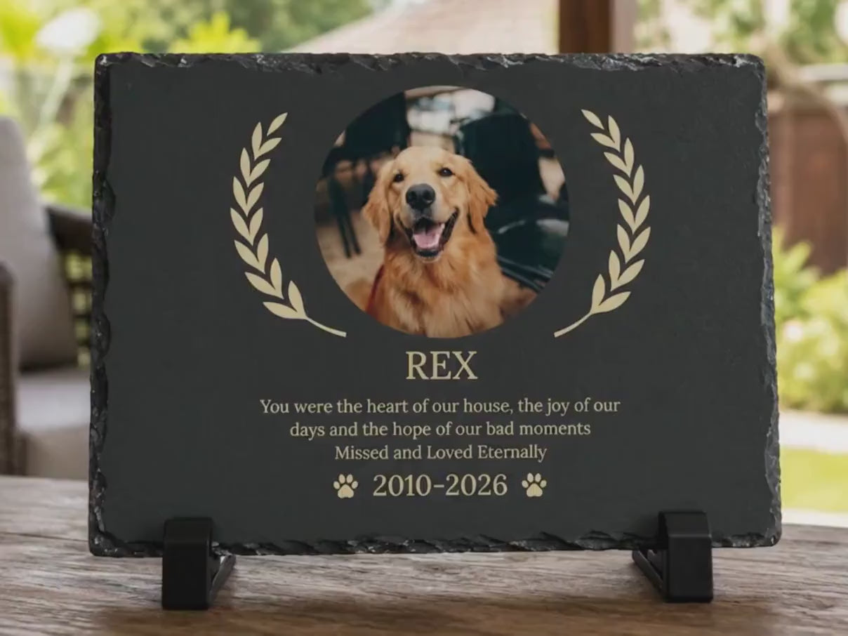 Personalized Dog Memorial Slate with Photo, Custom Pet Memorial Plaque, Dog Remembrance Gift, Pet Loss Sympathy Gift, Custom Gift