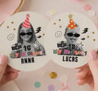 Personalized Birthday Photo Stickers, Custom Face Birthday Stickers, Retro Birthday Stickers, Custom Party Favor Stickers, Cup Stickers