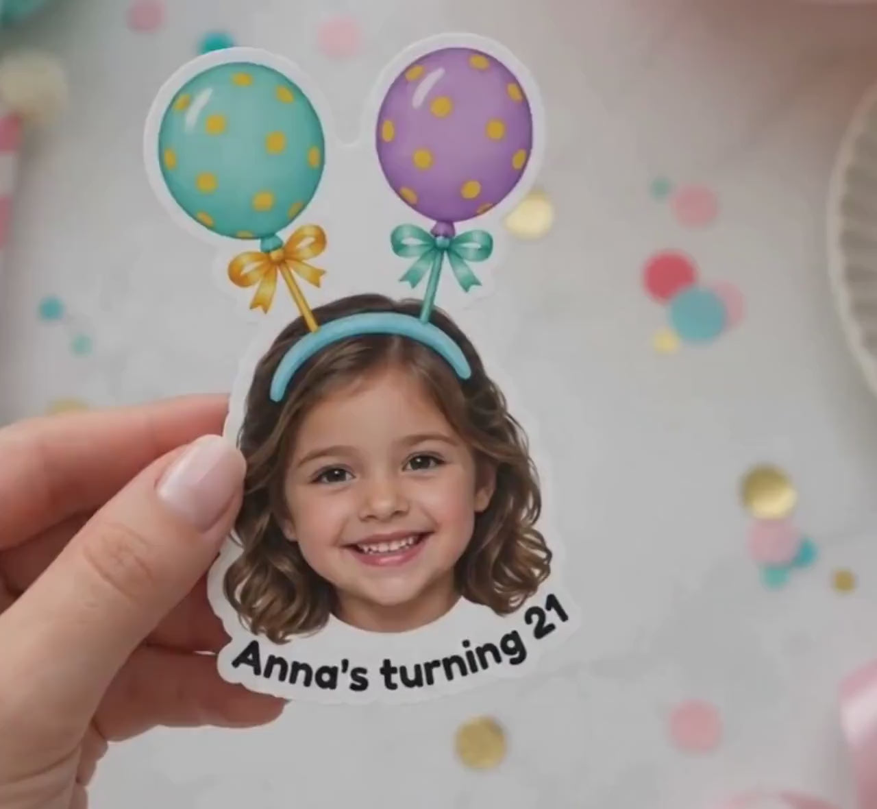 Custom Birthday Photo Stickers, Personalized Birthday Stickers, Face Stickers, Birthday Party Favor Stickers, Custom Photo Sticker