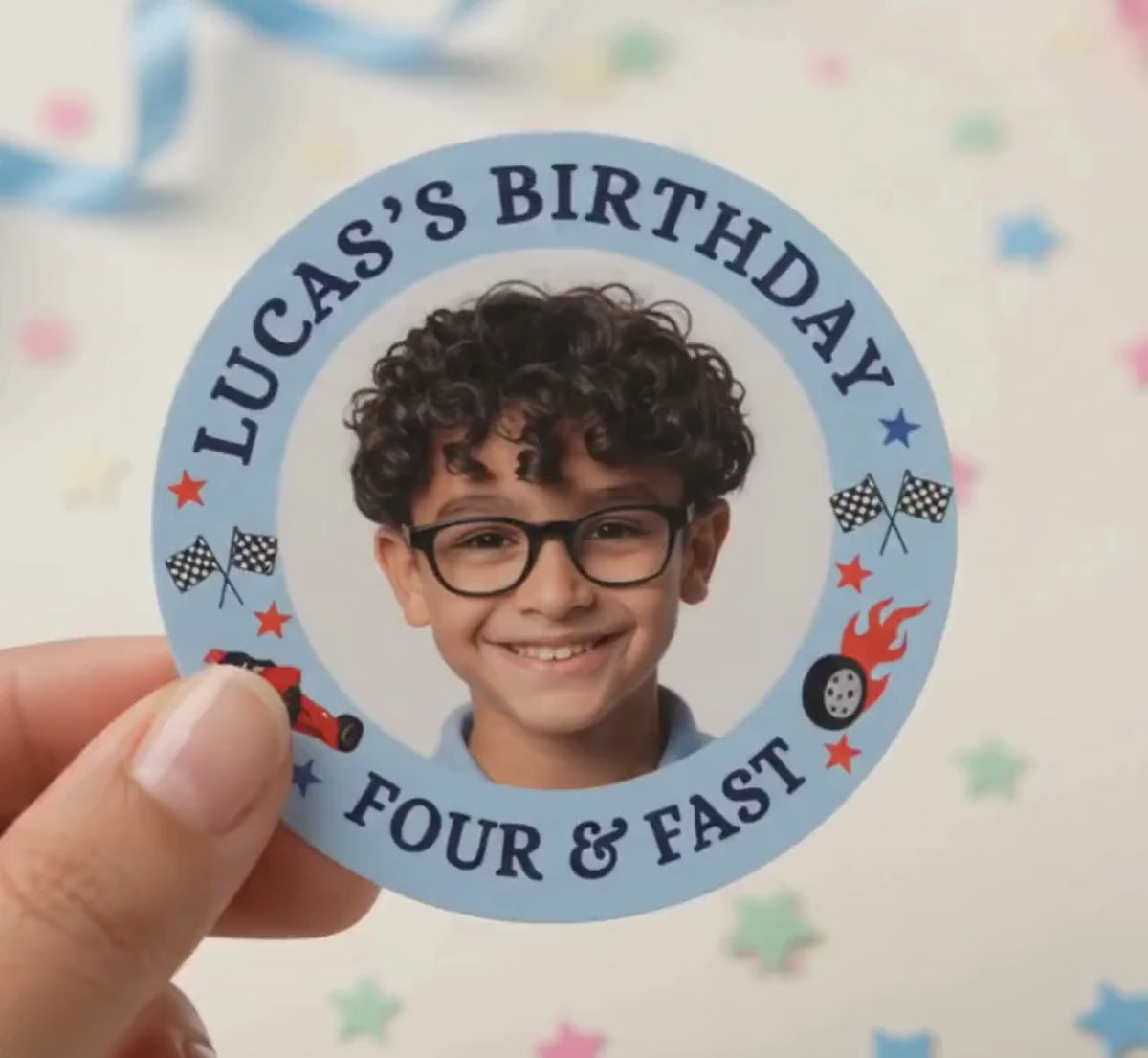 Personalized Birthday Stickers, Custom Photo Stickers with Name and Age, Birthday Cup Stickers, Kids Party Favor Labels