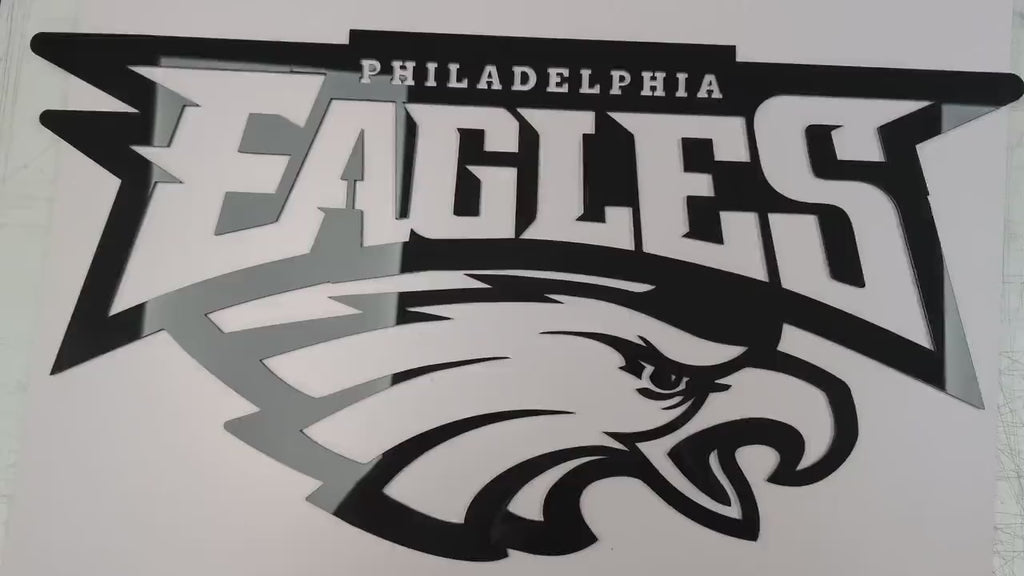 Philadelphia Eagles Wall Art | Black Acrylic NFL Logo Decor | 3D Football Sign for Man Cave | Game Room Wall Decoration | Eagles Fan Gift