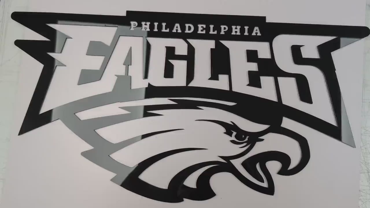 Philadelphia Eagles Wall Art | Black Acrylic NFL Logo Decor | 3D Football Sign for Man Cave | Game Room Wall Decoration | Eagles Fan Gift