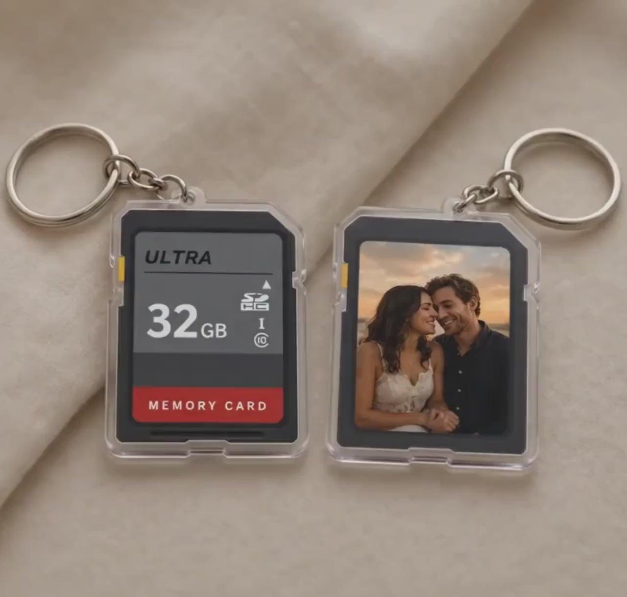 Personalized Photo Memory Card Keychain, Custom Couple Keychain, Photographer Gift , Anniversary Gift, Gift for Her, Gift for Him