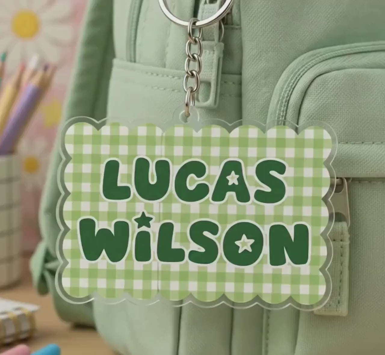 Backpack Name Tag, Personalized Name Keychain, Custom Acrylic Keychain, Kids Backpack Charm, Custom Name Tag, School Bag Tag