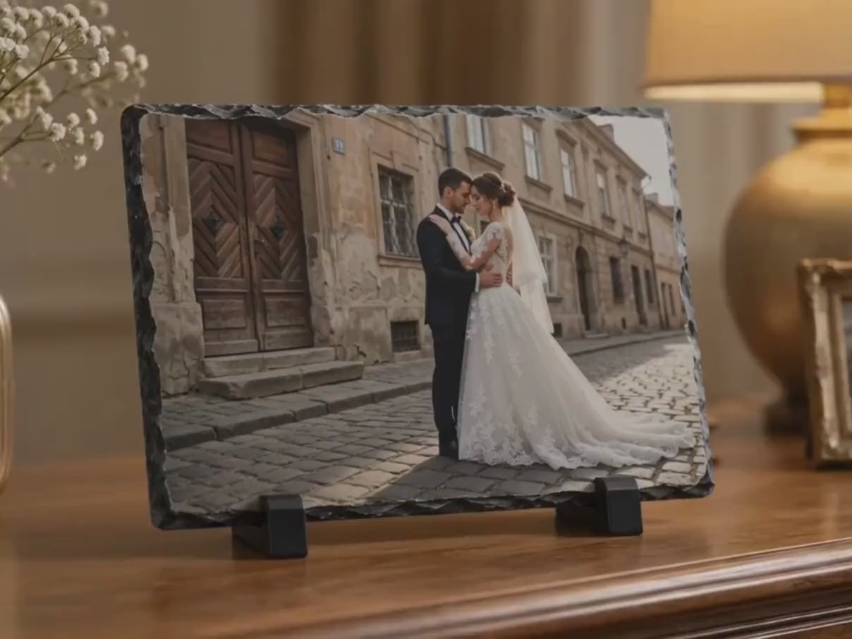 Custom Photo Slate Plaque,Personalized Stone Picture Frame, Gift for him her,Personalized Wedding Photo Slate Plaque, Custom Couple Keepsake