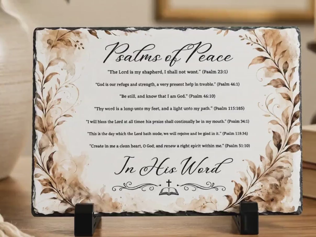 Personalized Psalm Stone Plaque, Christian Scripture Gift, Bible Verse Decor, Religious Table Sign, Prayer Plaque, Faith Gift for Home