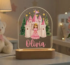 Personalized Princess Night Light, Custom Castle Nursery Lamp, Baby Girl Name LED Light, Pink Bedroom Decor, Princess Gift