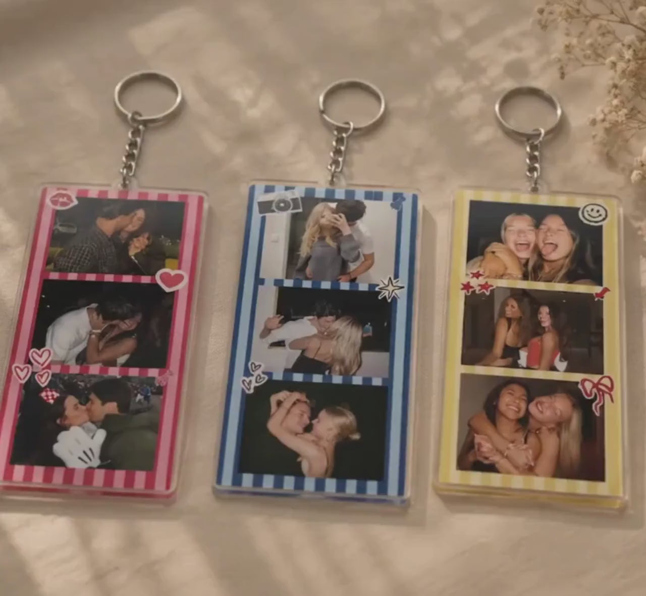 Personalized Photo Keychain, Custom Picture Keychain, 3 Photo Acrylic Keychain, Couple Gift, Best Friend Gift, Custom Photo Gift