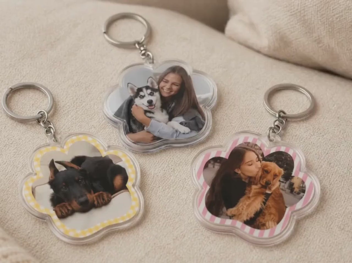 Custom Pet Photo Keychain, Personalized Acrylic Paw Keychain, Dog Mom Gift, Pet Memorial Gift, Photo Keychain, 2 or 3 Inch