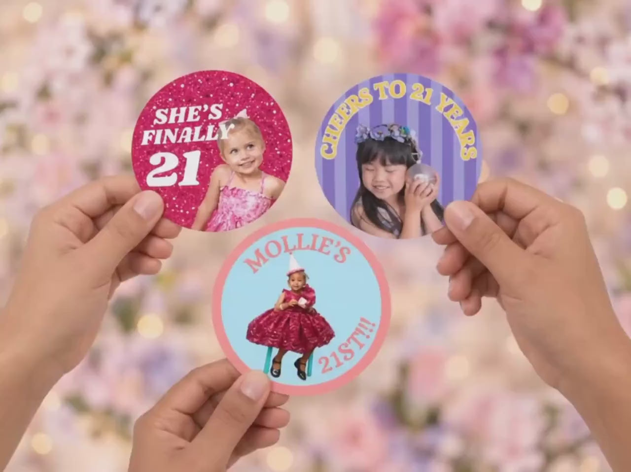 Custom Birthday Photo Stickers, Personalized Birthday Stickers, Photo Party Labels, Custom Age Stickers, Birthday Favor Stickers