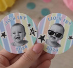 Personalized First Birthday Photo Stickers, Custom Baby Face Stickers, 1st Birthday Party Favor Stickers, Custom Cup Stickers